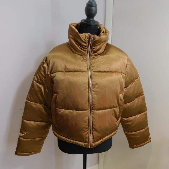 7 For all Mankind Women's Jacket NWT Bronze Short Puffer Jacket Large - Picture 8 of 9